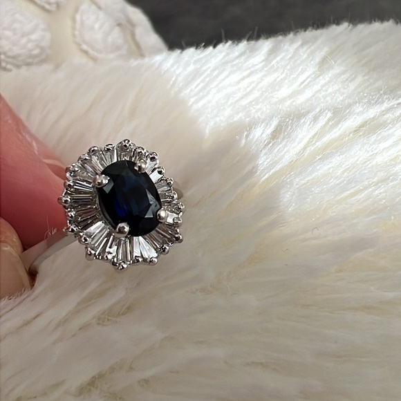 14k White Gold Ballerina Sapphire and Diamond ring size 6.5 - Picture 4 of 4